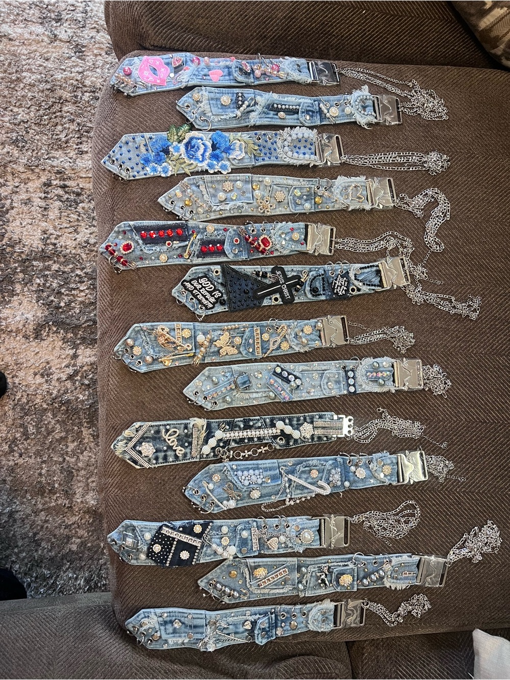 Embellished Denim Statement ties -